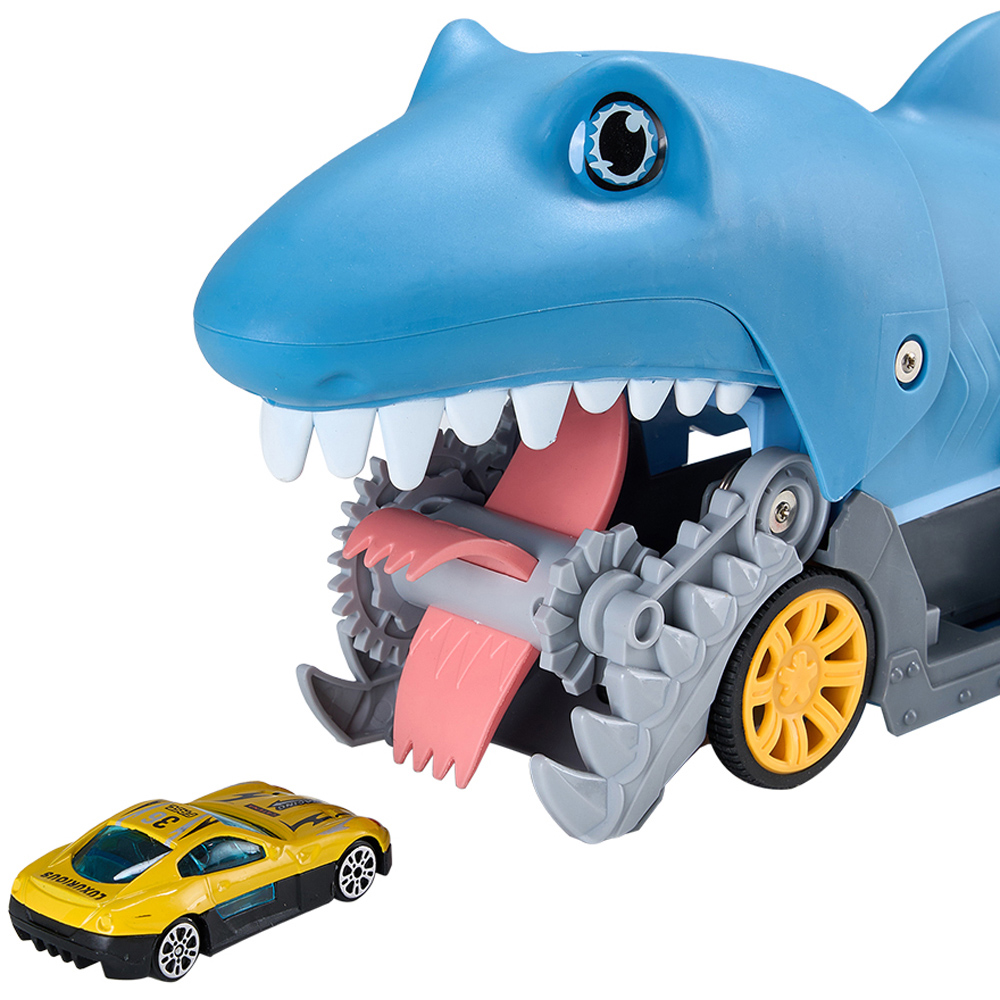 H&O Direct Shark Swallowing Ejection Truck Toy with Folding Track and Cars Image 2