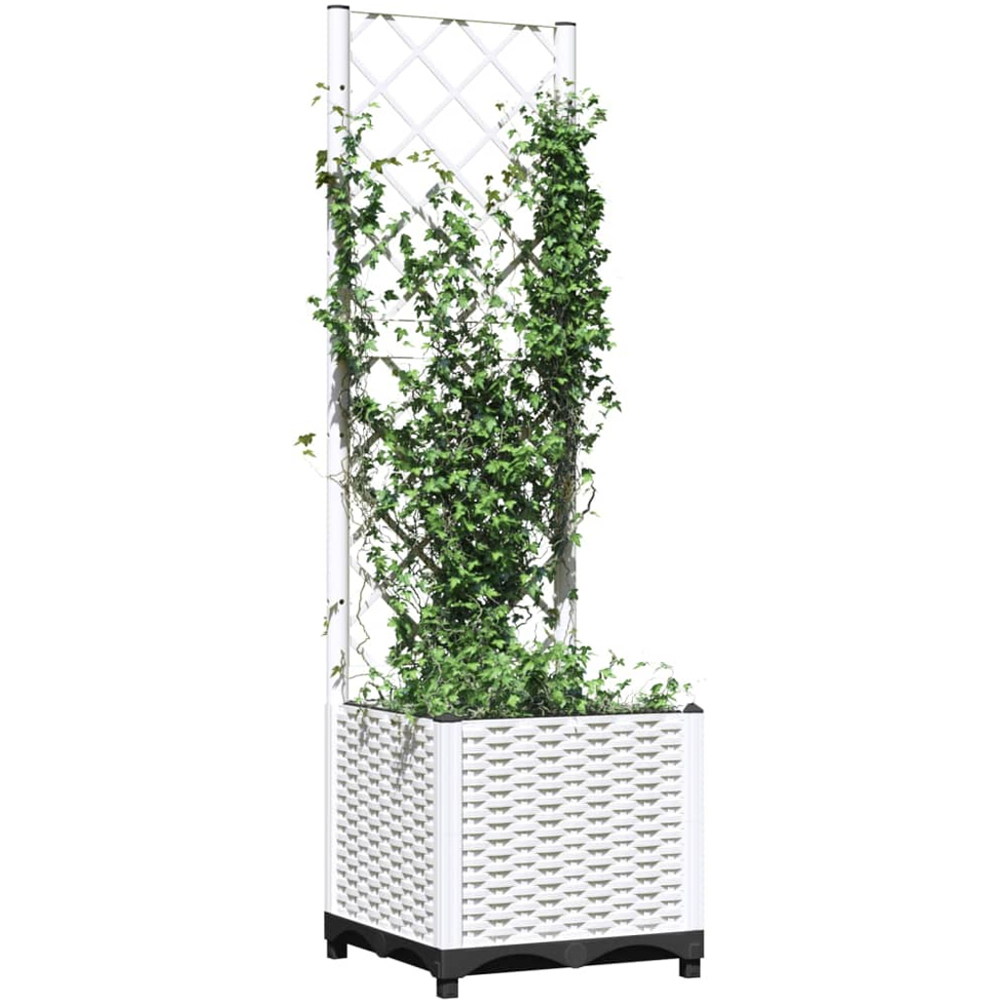 vidaXL White Polypropylene Garden Planter with Trellis 136 x 40 x 40cm Image 2