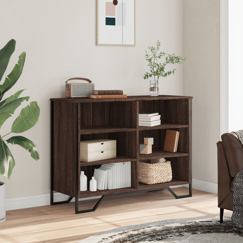 vidaXL 6 Shelf Brown Oak Sideboard Image 8