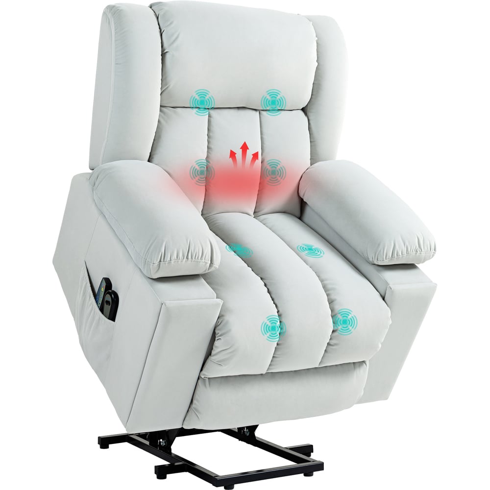 HOMCOM Light Grey Power Lift Recliner Chair with Vibration Massage Image 2