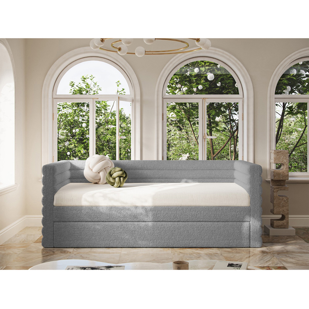 Flair Yuma Single Grey Boucle Guest Bed Image 4