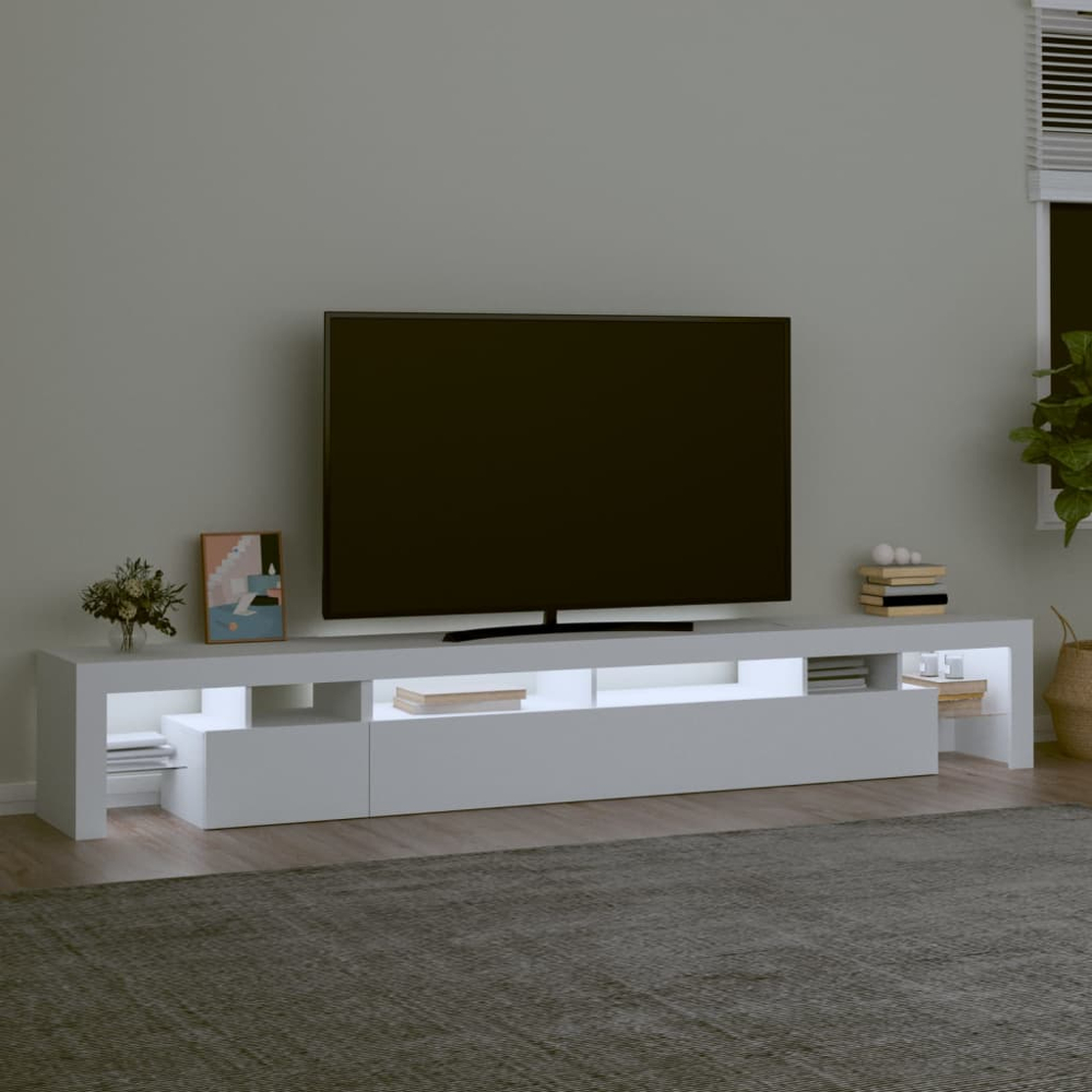 vidaXL 3 Door 6 Shelf White TV Cabinet with LED Lights Image 7