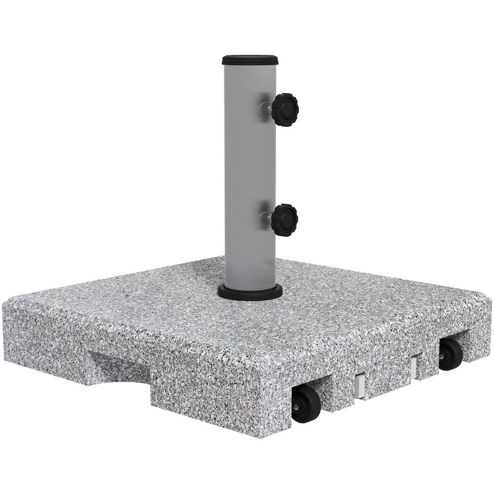 Outsunny Grey Heavy Duty Granite Parasol Base with Wheels 28kg Image 1