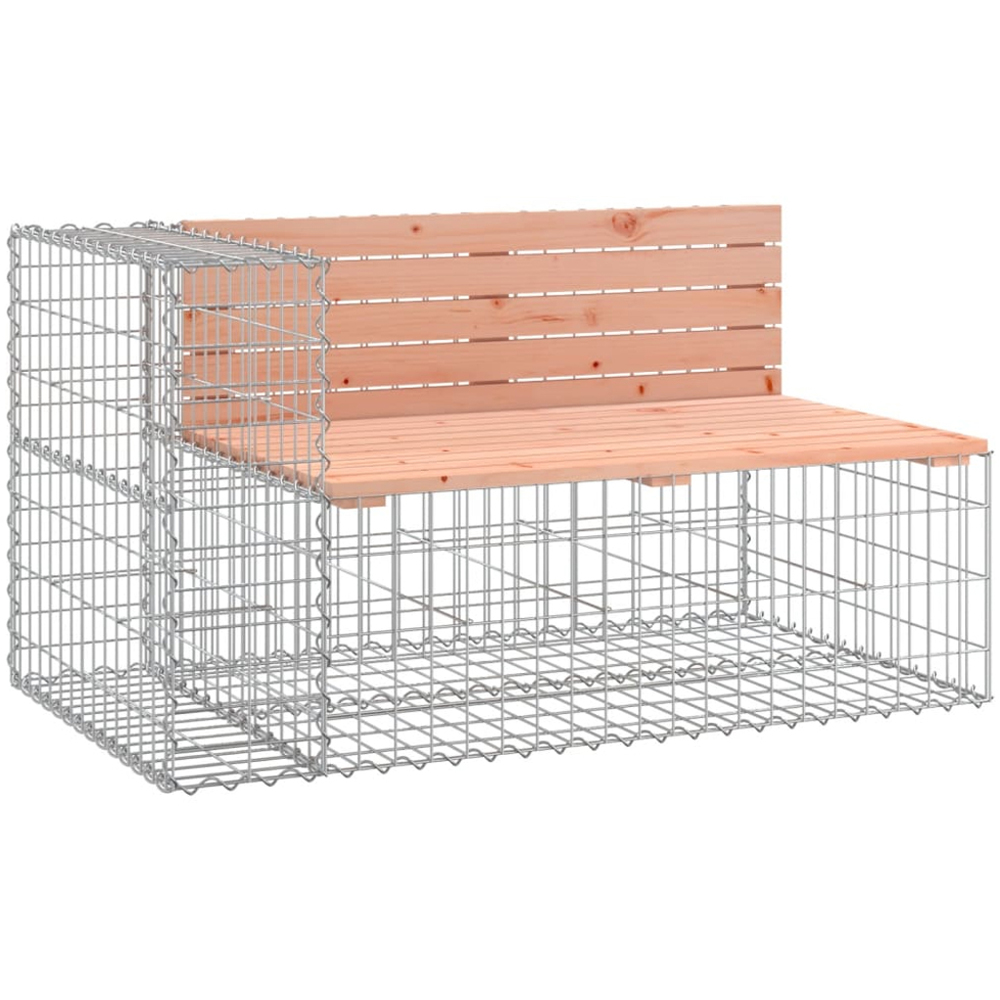 vidaXL 5 Seater Natural Douglas Solid Wood Gabion Garden Bench Image 2
