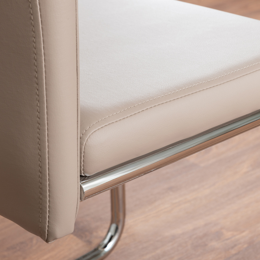 Furniturebox Elissa Fontana Marble Effect 2 Seater Round Dining Set White Cappuccino and Chrome Image 7