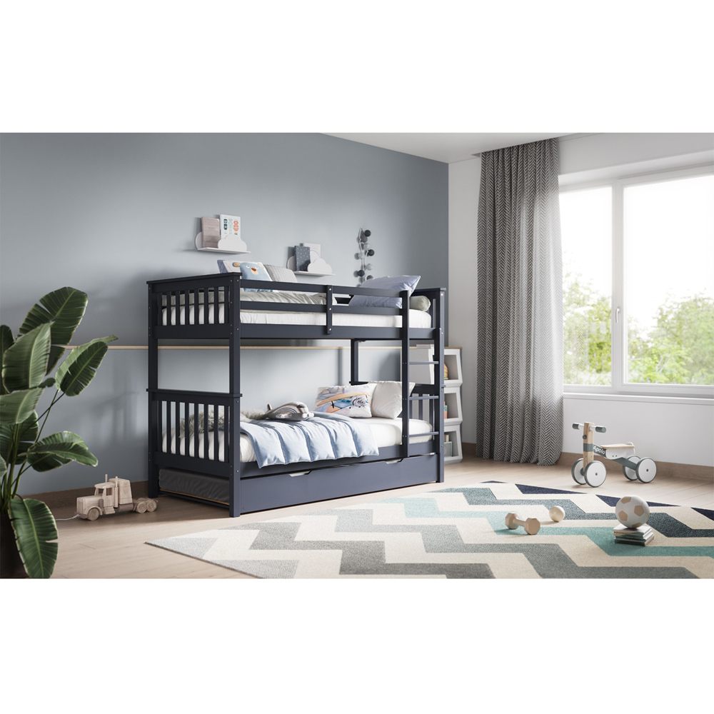 Flair Wooden Grey Zoom Bunk Bed with Trundle Image 7
