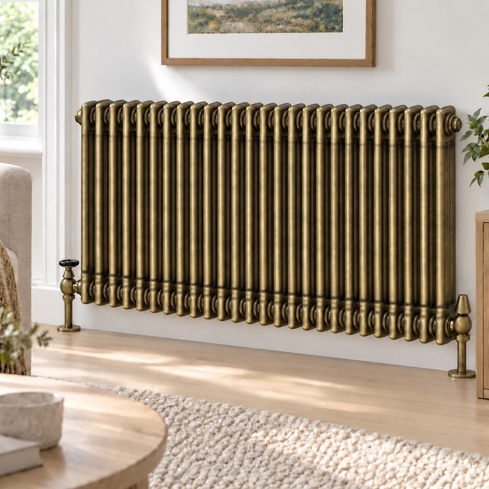 Go Bathrooms Clarence Antique Brass 3 Column 26 Section Radiator 600 x 1190mm Image 2