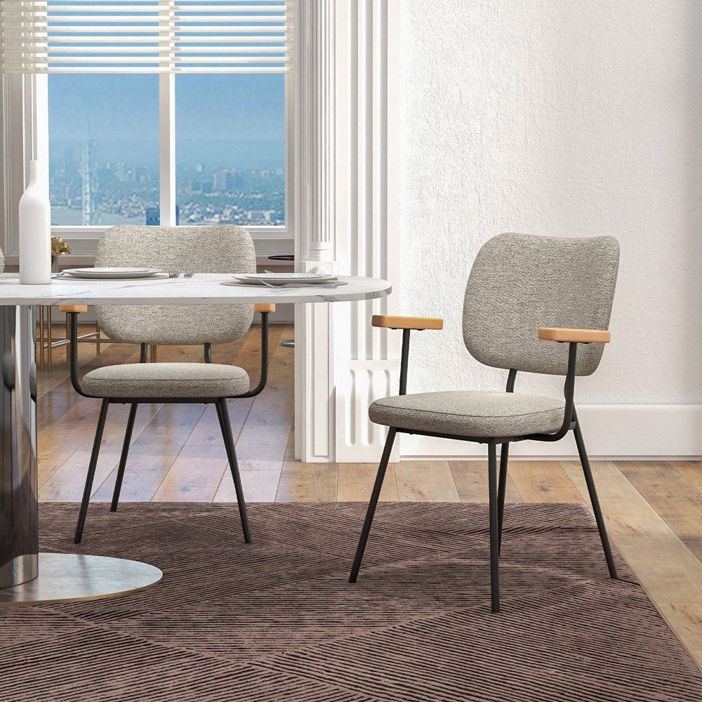 Costway Set of 2 Grey Linen Dining Chair Image 4
