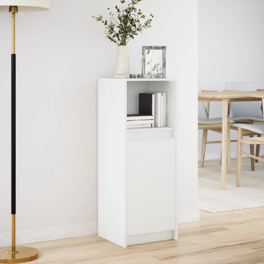 vidaXL Single Door Single Shelf White LED Sideboard Image 4