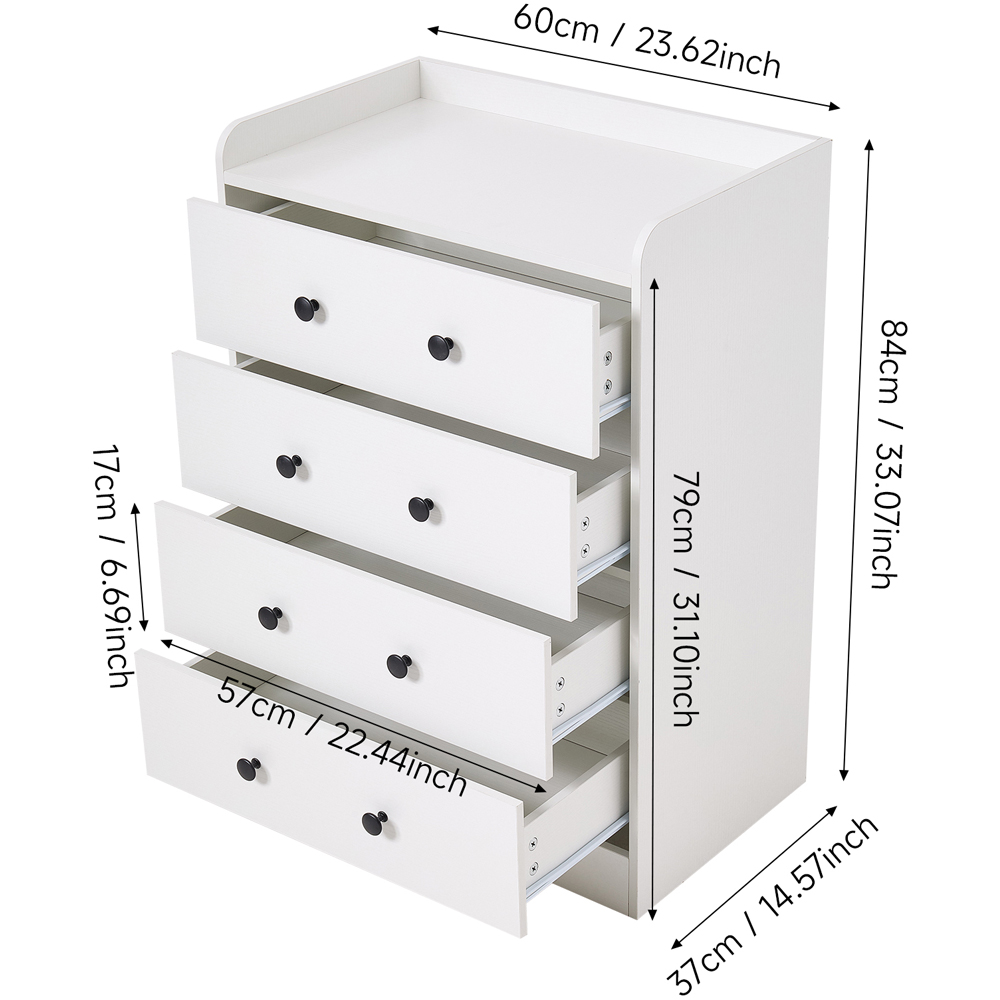 Living and Home 4 Drawer White Embossed Storage Cabinet Image 9