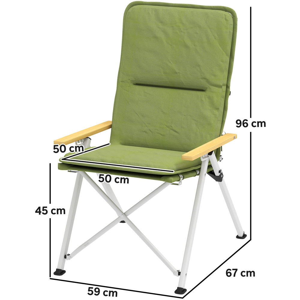Outsunny Green Padded Foldable High Back Reclining Camping Chair with Bag Image 9
