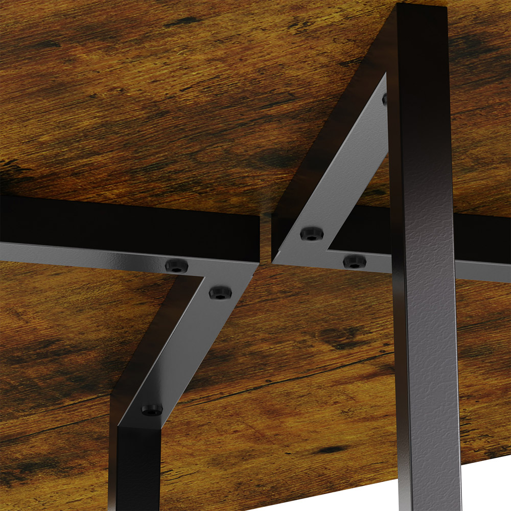 Living and Home 4 Seater Retro Wood Industrial Style Square Dining Table Image 3