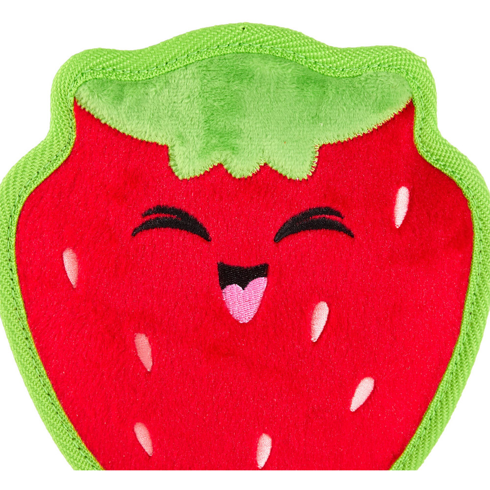 Tough Fruit Strawberry Dog Toy Red Image 3