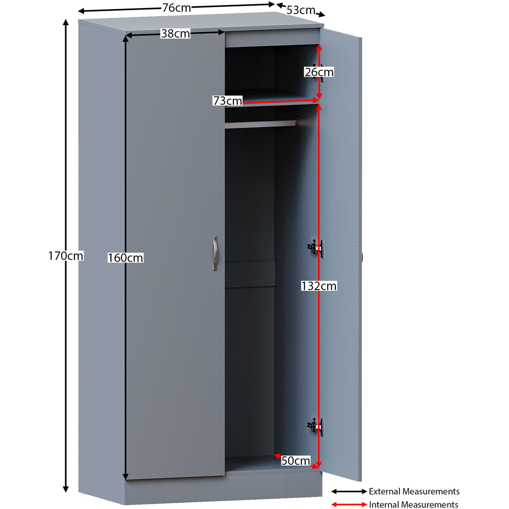 Vida Designs Riano 2 Door Grey Wardrobe Image 9