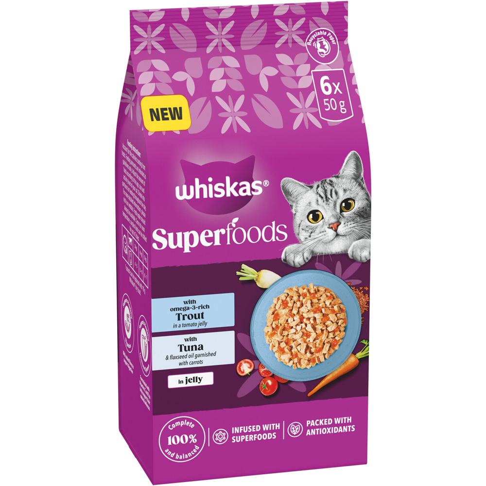 Pack of 6 Whiskas Superfoods in Jelly Cat Food Trout with Tuna Image 2