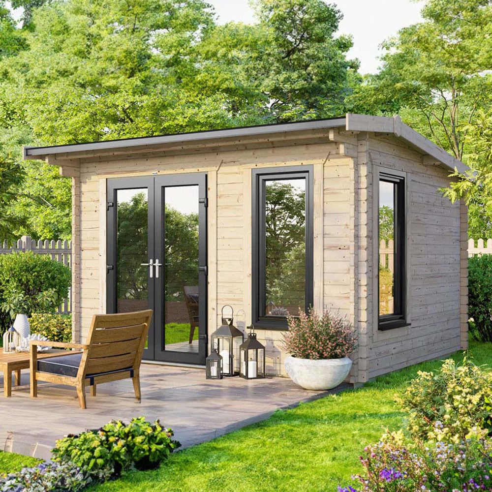 Power Sheds 12 x 8ft Left Double Door Apex Log Cabin Image 2