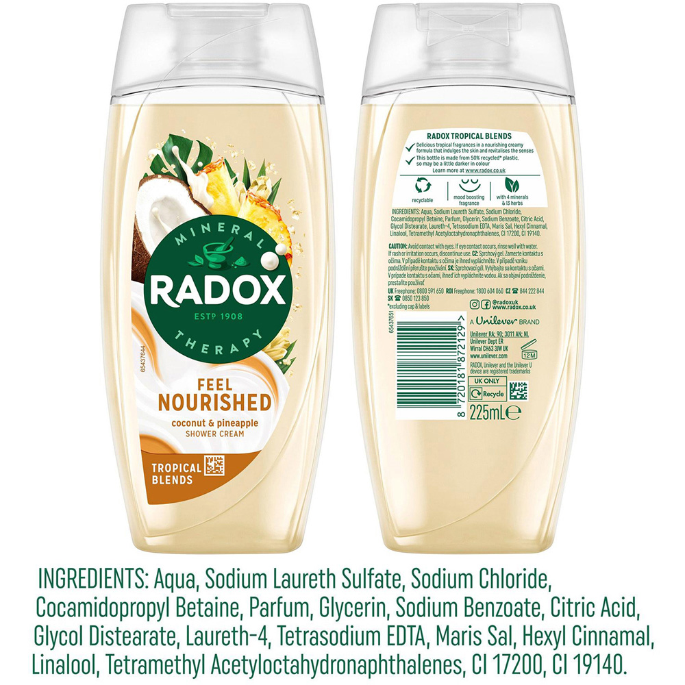 Radox Mineral Therapy Feel Nourished Coconut and Pineapple Moisturising Shower Cream 225ml 6 Pack Image 7