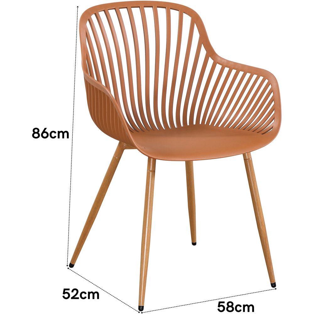 Core Products Set of 2 Terracotta Sunray Design Wood Effect Legs Garden Bistro Armchair Image 6