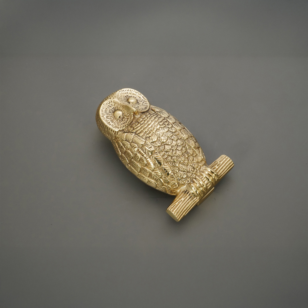 Spira Brass Polished Brass Owl Door Knocker Image 4