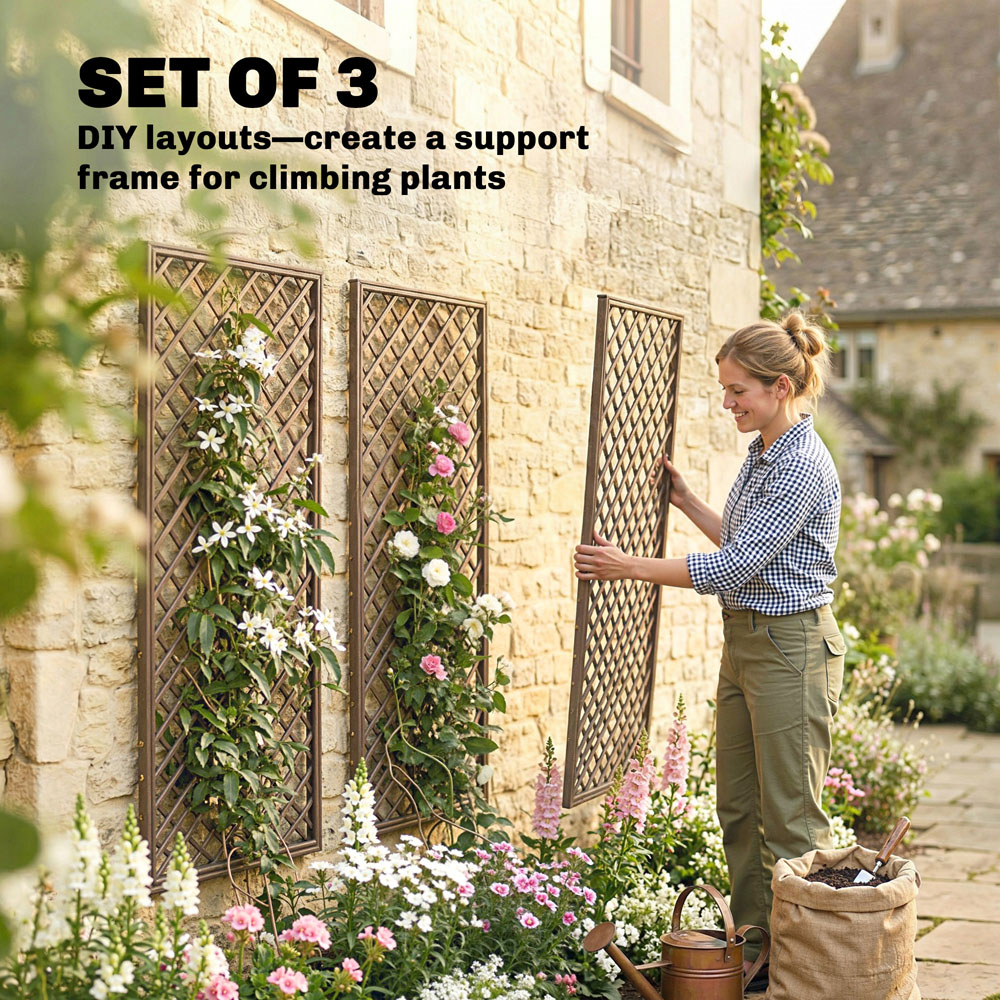 Outsunny 4 x 1ft Natural Wicker Garden Arch Trellis with Flat Top Set of 3 Image 8