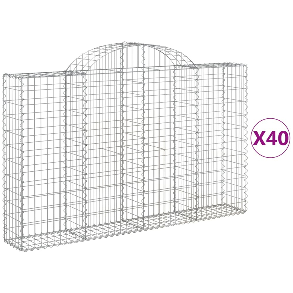 vidaXL Silver Galvanised Iron Arched Gabion Basket 200 x 30 x 120/140cm 40 Pack Image 4