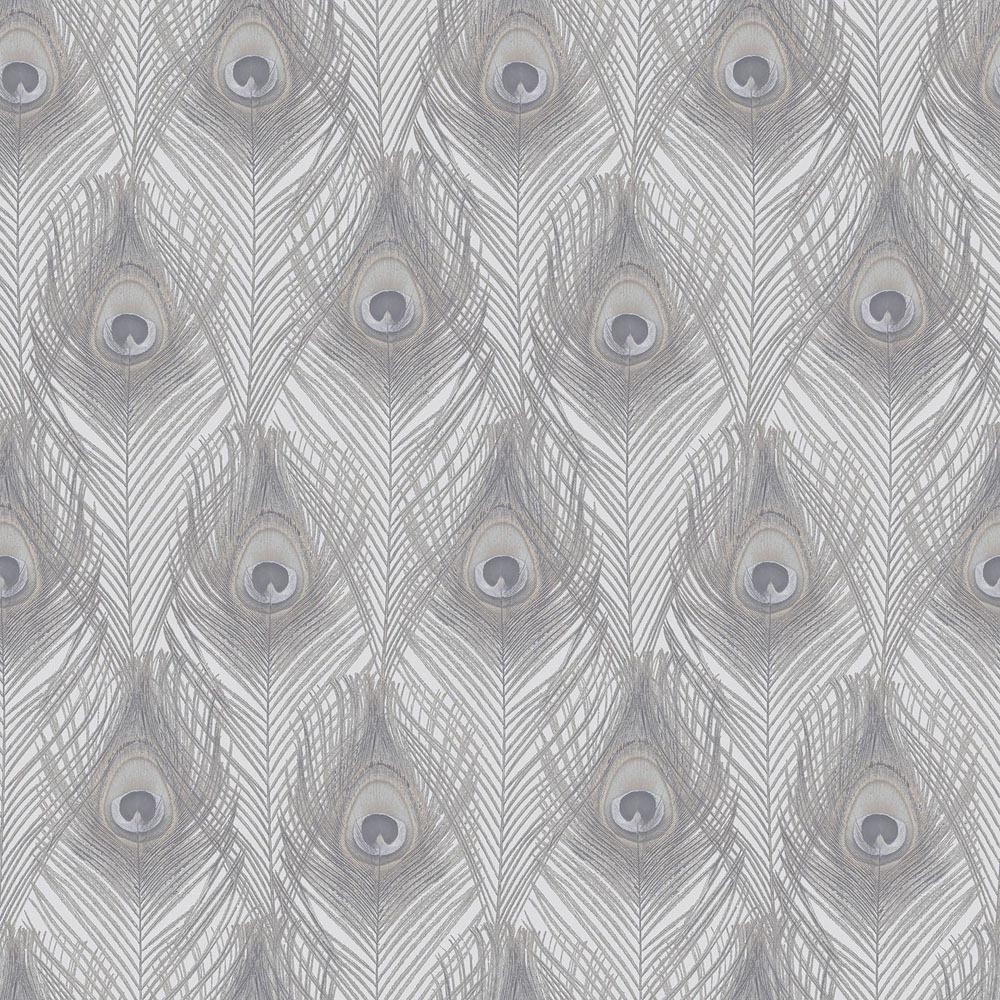 Galerie Organic Textures Peacock Feathers Beige Grey Wallpaper Image 1