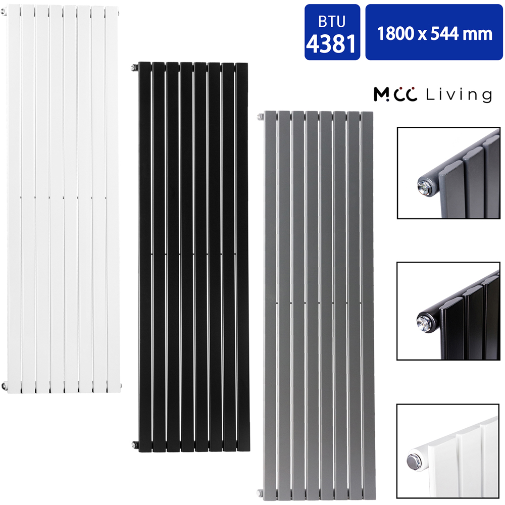 White 4381 BTU Single Flat Panel Vertical Column Radiator 1800 x 544mm Image 4