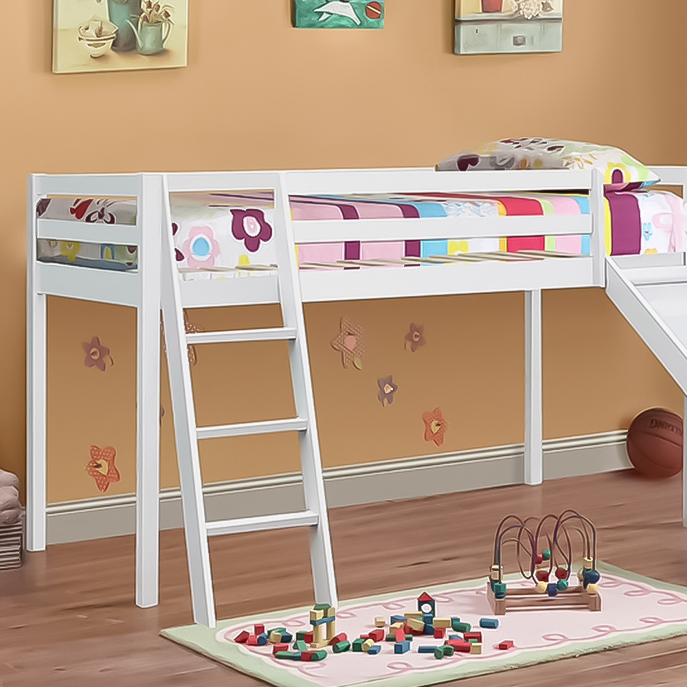 Brooklyn Single White Mid Sleeper Bed with Slide Image 2