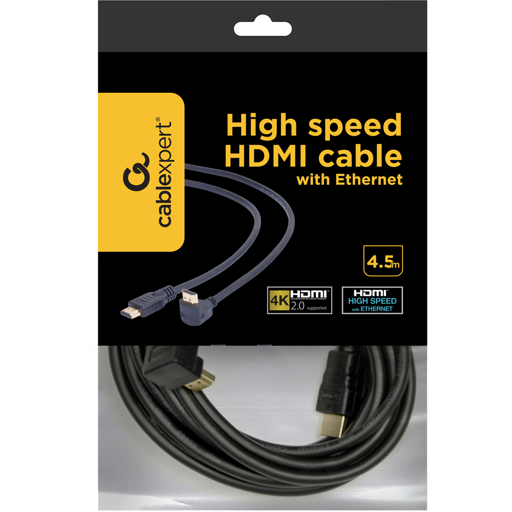 Cablexpert 4.5m Angled High Speed 4K UHD HDMI Cable with Ethernet Image 2