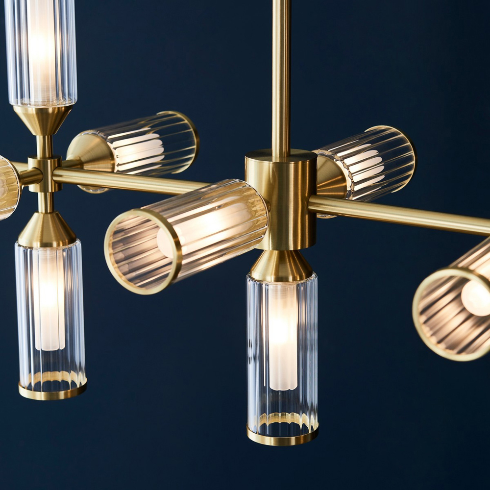 Merano Trieste Clear Frosted Glass Satin Brass Plate Bar Pendant Ceiling Light Image 4