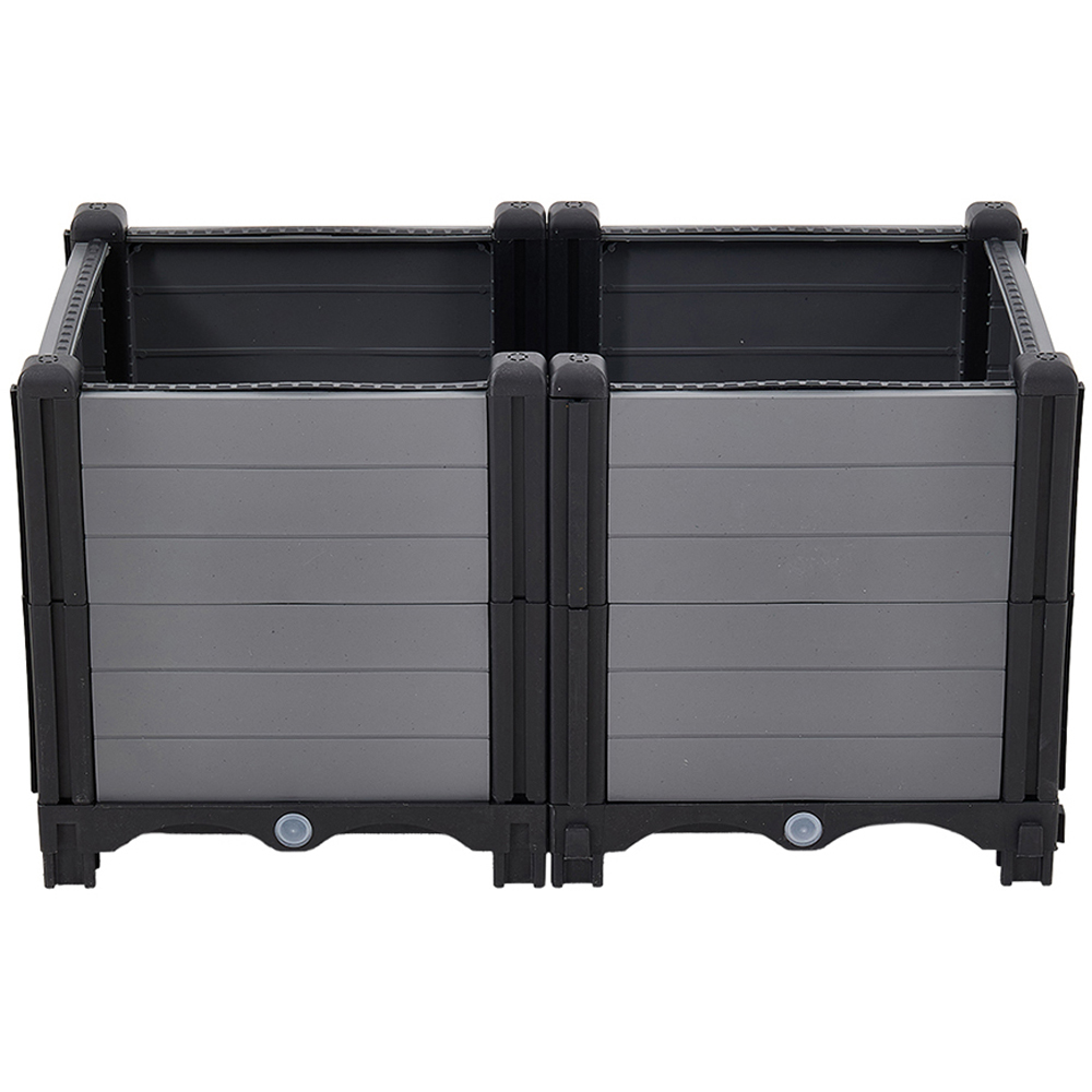 Living and Home Grey and Black Plastic Deep Raised Garden Bed Kit 33 x 60 x 30cm Image 1