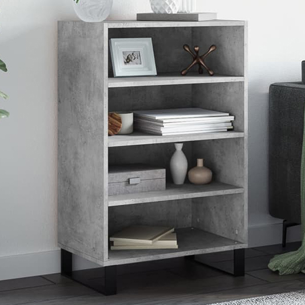 vidaXL 4 Shelf Concrete Grey Wooden Highboard Image 1