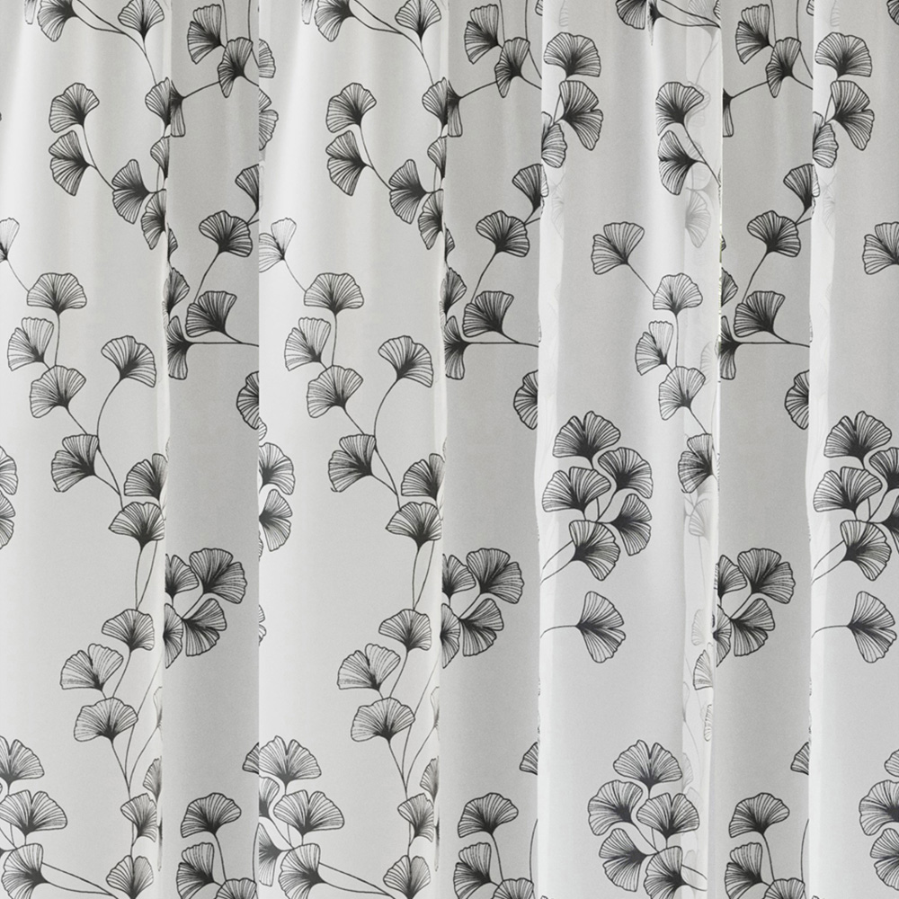 Tyrone Textiles Delila Black Trail Leaf Print Sheer Voile Panel Curtain 140 x 137cm Image 2