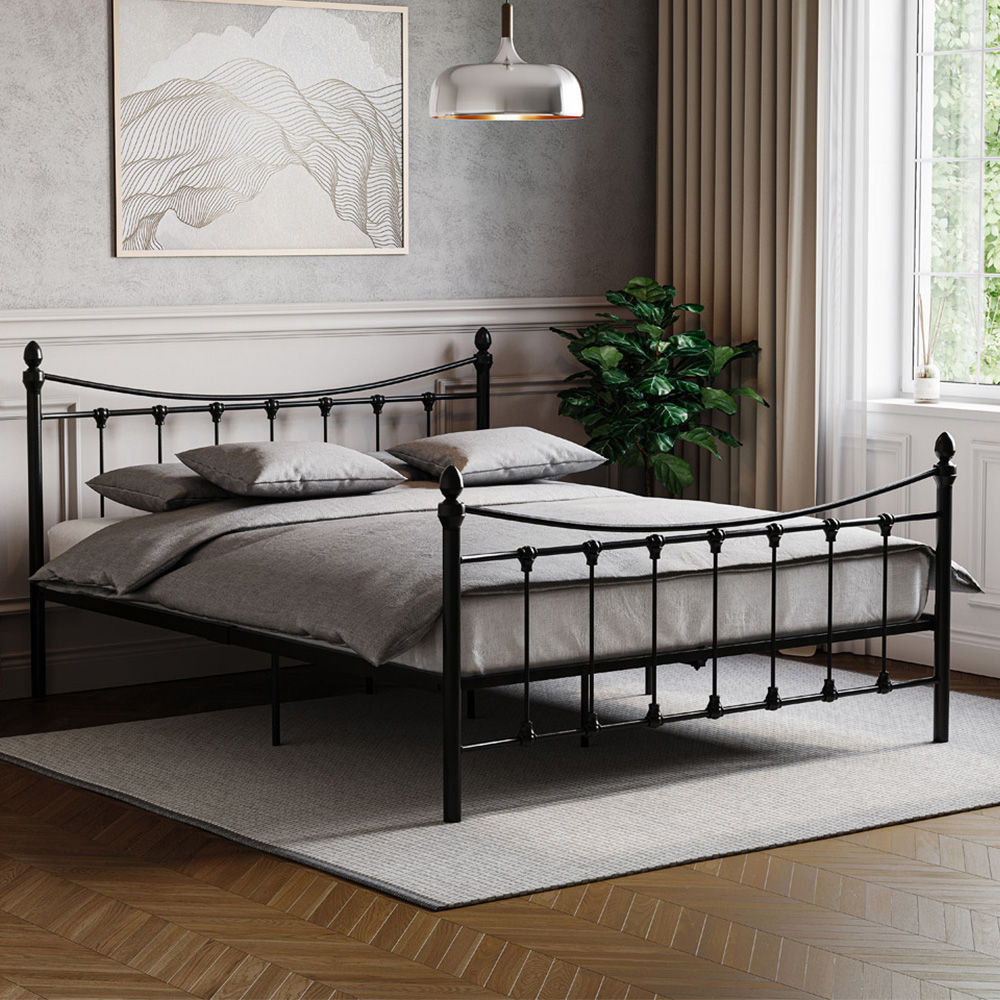 Vida Designs Paris King Size Black Metal Bed Frame Image 1