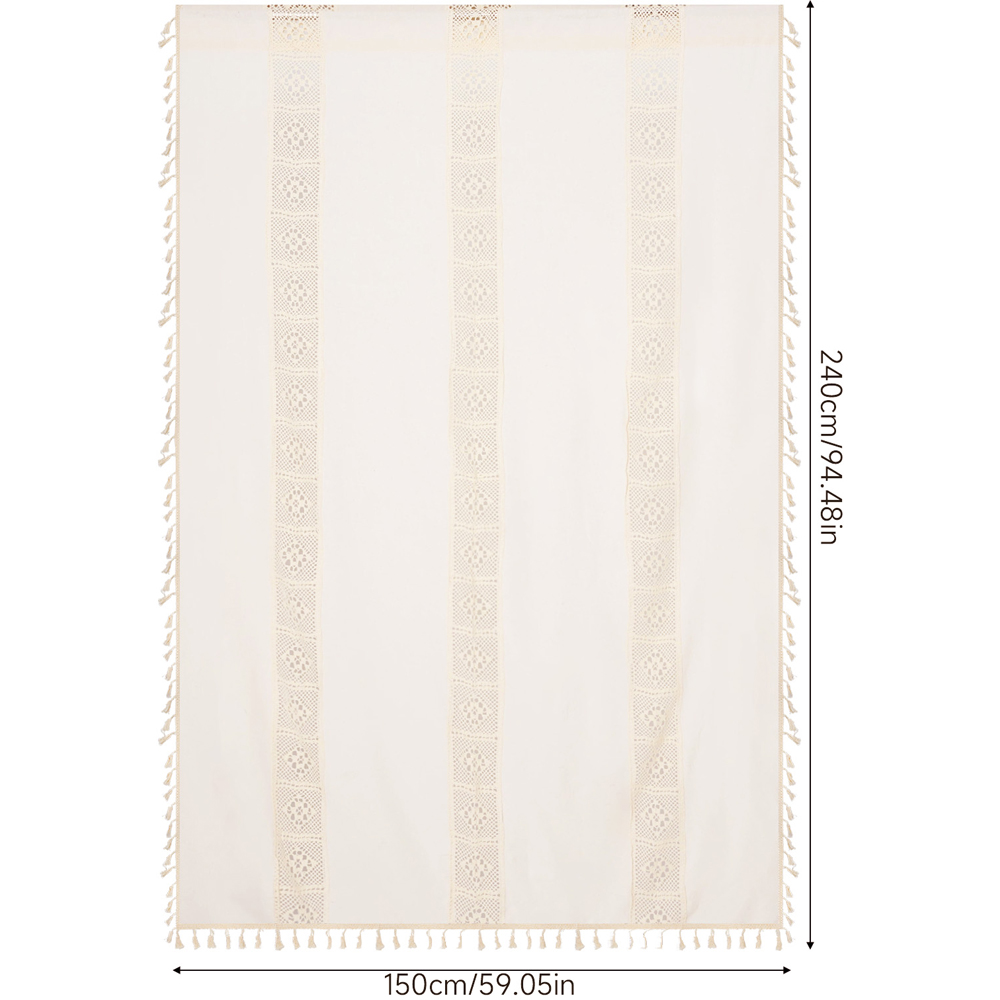 Living and Home Beige Bohemian Semi Sheer Diamond Pattern Curtain 240 x 150cm Image 9