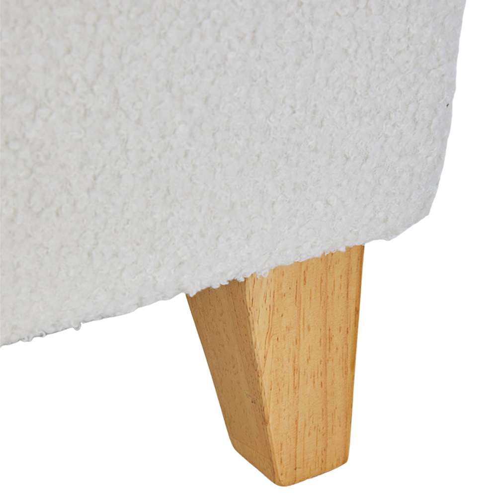 Living and Home White Teddy Fleece Upholstered Storage Ottoman Image 5