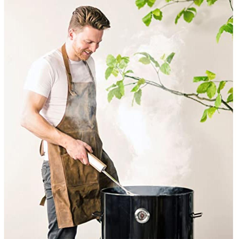 Fallen Fruits Brown Leather Adjustable BBQ Apron Image 3