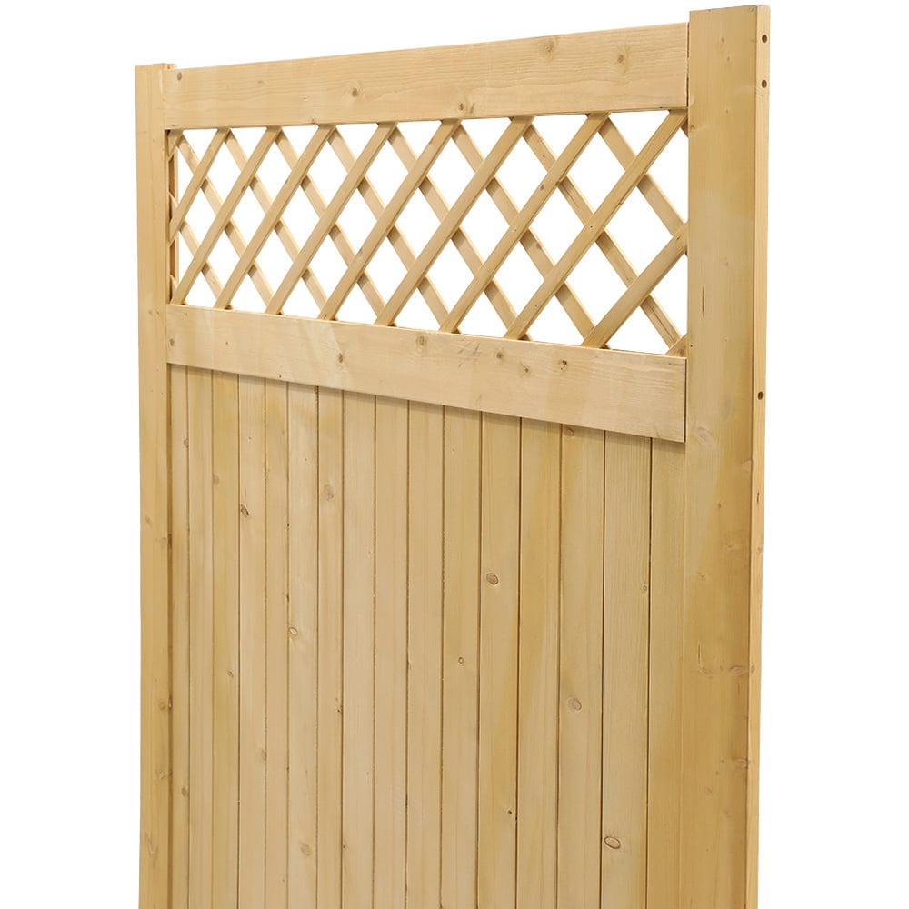 Living and Home 3.6 x 5.9ft Rustic Slatted Wooden Garden Gate with Hollow Rhombus Lattice Image 4