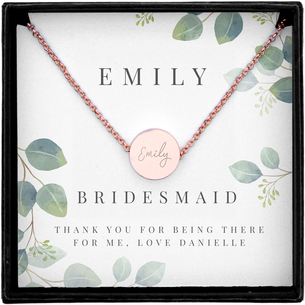 Personalised Memento Personalised Botanical Sentiment Rose Gold Tone Necklace and Box Image 1