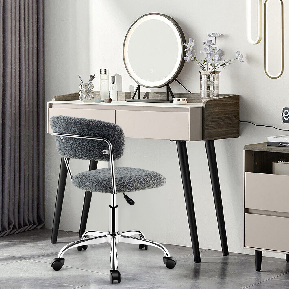 Costway Grey Faux Fur Office Chair Image 3