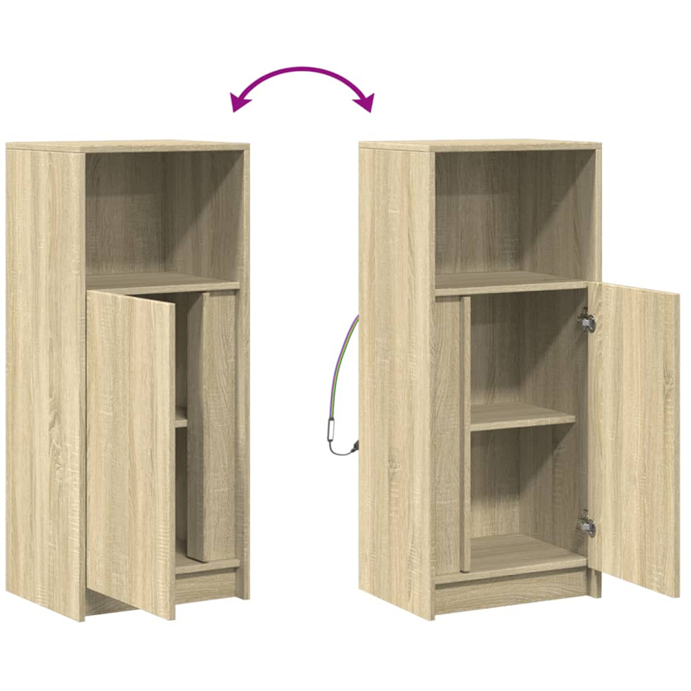 vidaXL Single Door Single Shelf Sonoma Oak Sideboard with RGB LED Lights Image 9