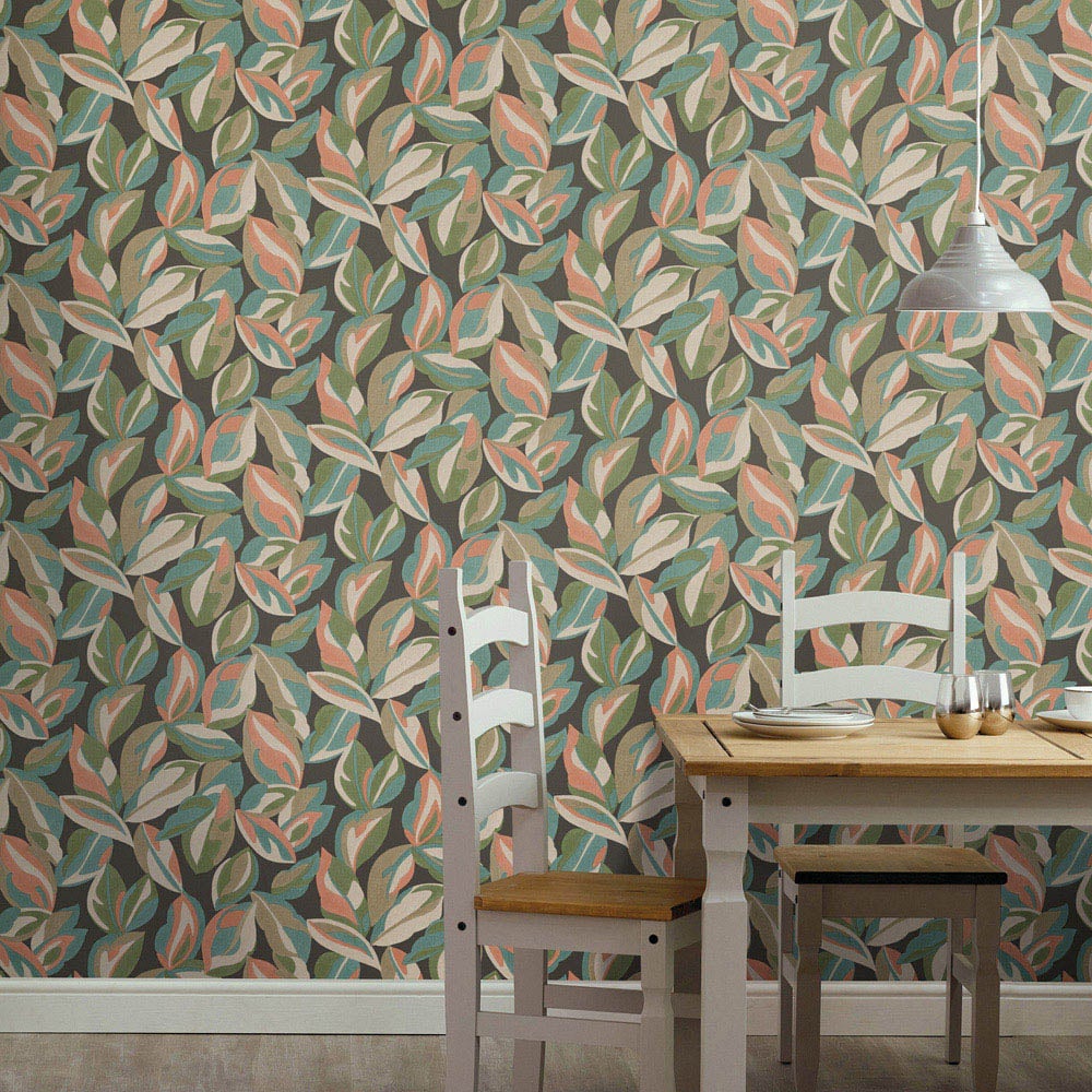 Holden Abstract Leaf Charcoal Wallpaper Image 3