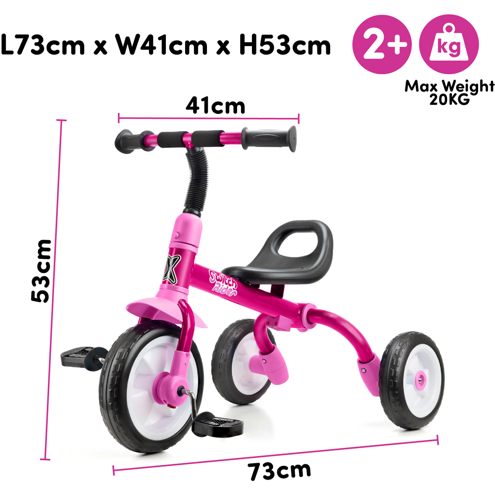 Xootz Toddler Pink 5 in 1 Switch Rider Folding Balance Trike Image 8