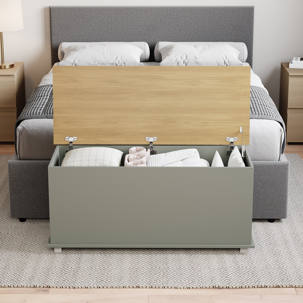 Vida Designs Arlington Grey and Oak Wooden Storage Ottoman Image 3