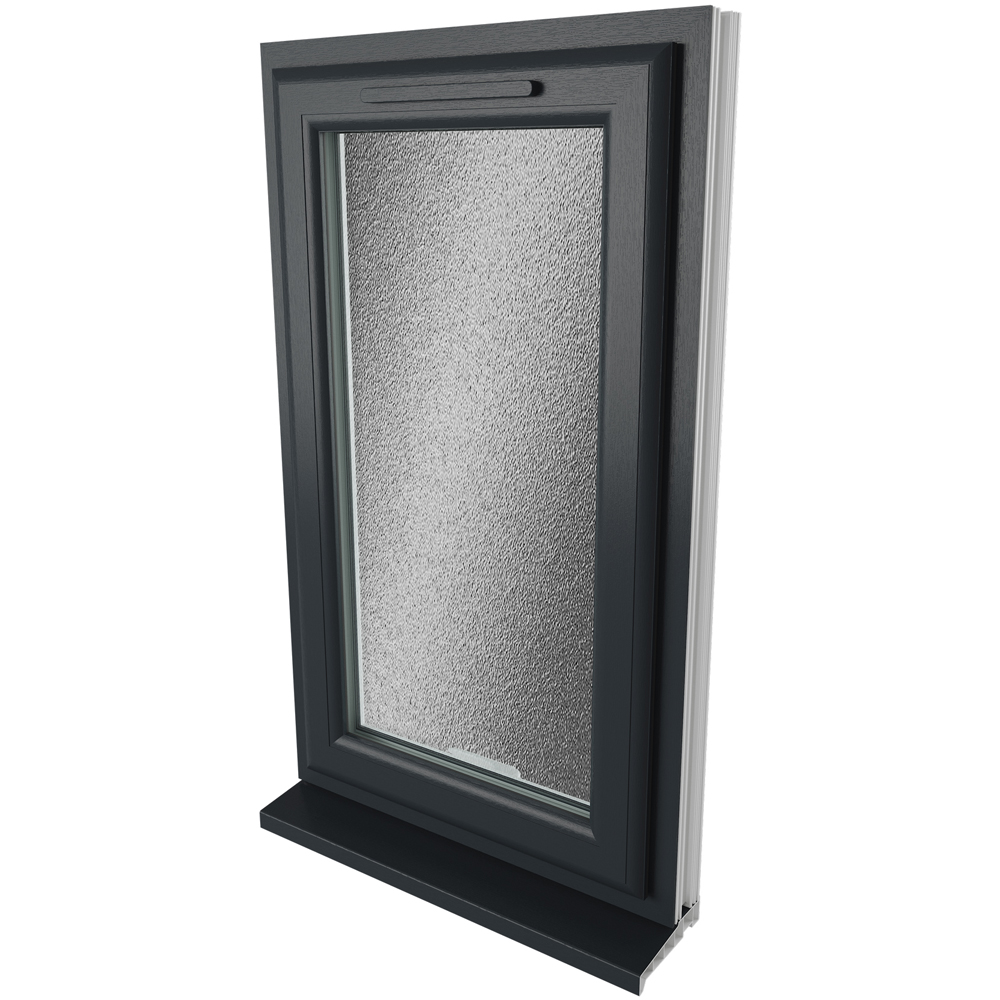 Crystal uPVC Double Glazed Window Top Hung Opener Grey White Obscure Glass 610x1040mm Image 9