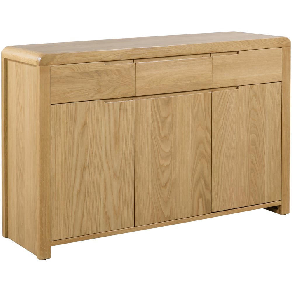 Julian Bowen Curve 3 Drawer 3 Door Oak Sideboard Image 2