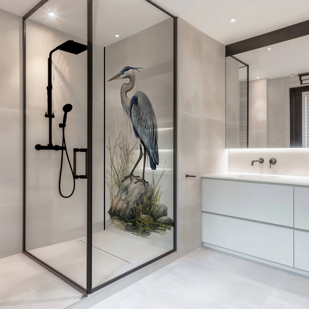 Splashbax Premium Artisan Blue Crane Birds Di Bond Shower Panel 2400 x 800mm Image 5