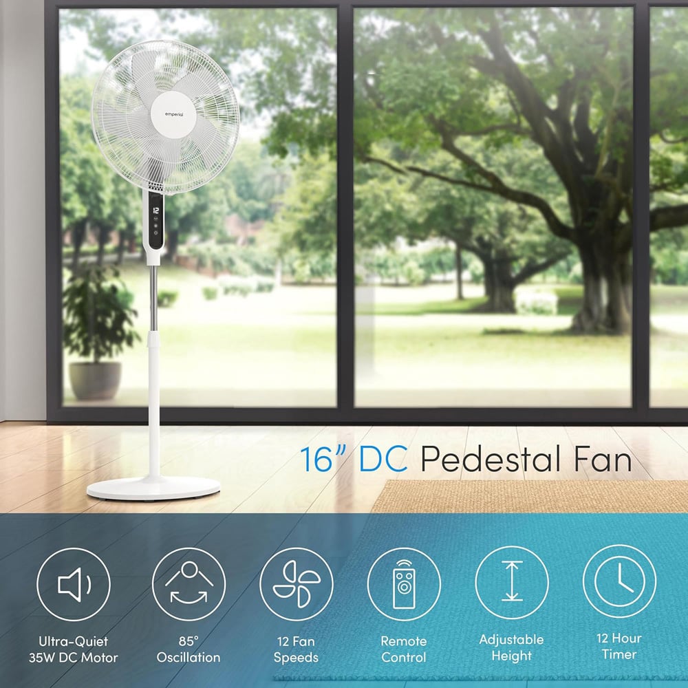 Emperial 16 inch Pedestal Fan Low Energy DC Motor with Remote Control Image 7