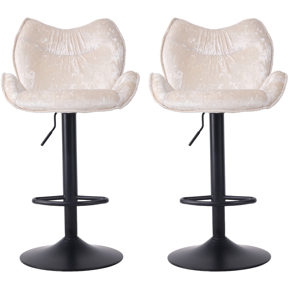Living and Home Set of 2 Beige Adjustable Bar Stool with Armrest and Footrest Image 2