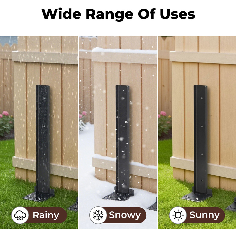 Traderight Black Heavy Duty Metal Fence Post Ground Spike 2 Pack Image 4